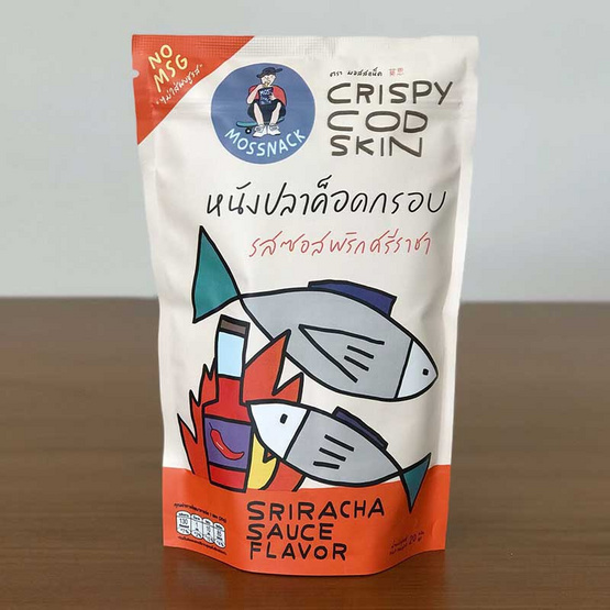 Mossnack หนังปลาค็อดกรอบ รสซอสพริกศรีราชา Mossnack หนังปลาค็อดกรอบ รสซอสพริกศรีราชา