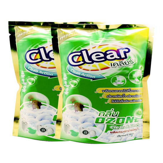 Clear เคลียร์ น้ำยาซักผ้า กลิ่นโอโซน 790 มล. x 2 ถุง Clear เคลียร์ น้ำยาซักผ้า กลิ่นโอโซน 790 มล. x 2 ถุง