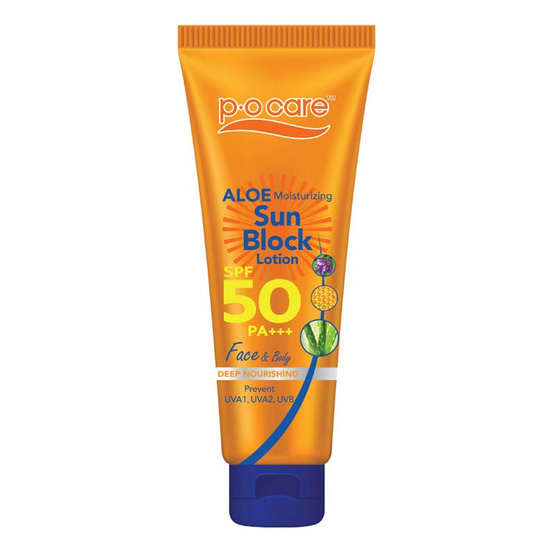 P.O.Care Aloe Moisturizing Sun Block Lotion SPF50 PA+++ 115 ml ซันบล็อคโลชั่นมอยส์เจอร์ไรซิ่ง P.O.Care Aloe Moisturizing Sun Block Lotion SPF50 PA+++ 115 ml ซันบล็อคโลชั่นมอยส์เจอร์ไรซิ่ง