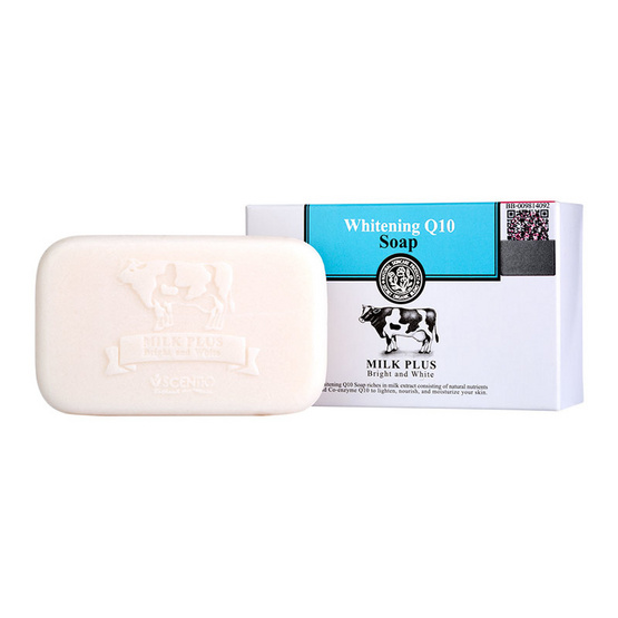 Scentio Milk Plus Bright & White Whitening Q10 Soap สบู่ Q10 มิลค์พลัส Scentio Milk Plus Bright & White Whitening Q10 Soap สบู่ Q10 มิลค์พลัส