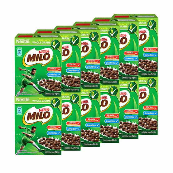Milo เนสท์เล่ ไมโล ซีเรียลอาหารเช้า 25 กรัม (แพ็ก 12 กล่อง) Milo เนสท์เล่ ไมโล ซีเรียลอาหารเช้า 25 กรัม (แพ็ก 12 กล่อง)