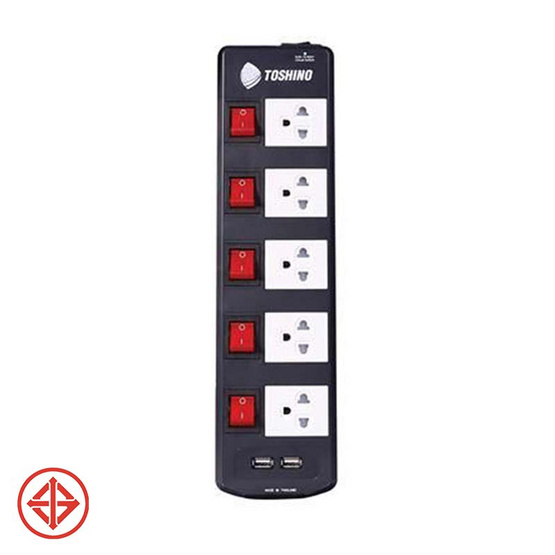 Toshino รางปลั๊ก มอก. 3 ช่อง ป้องกันไฟกระชาก สายยาว 5 เมตร TIS3075USB-5M Toshino รางปลั๊ก มอก. 3 ช่อง ป้องกันไฟกระชาก สายยาว 5 เมตร TIS3075USB-5M