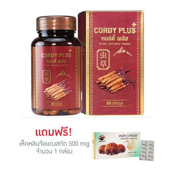 Cordy plus 1 คอร์ดี้พลัส 1 จำนวน 60 แคปซูล แถม เห็ดหลินจือแดงสกัด 500 mg. 1 กล่อง Cordy plus 1 คอร์ดี้พลัส 1 จำนวน 60 แคปซูล แถม เห็ดหลินจือแดงสกัด 500 mg. 1 กล่อง