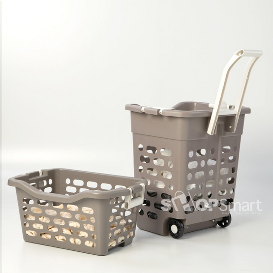 Shopsmart ตะกร้าผ้าล้อลาก 2 ชั้น-สีเทาควันบุหรี่ 20686 Shopsmart ตะกร้าผ้าล้อลาก 2 ชั้น-สีเทาควันบุหรี่ 20686