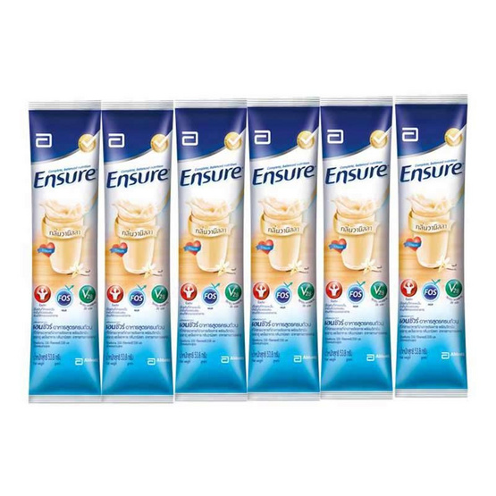Ensure เอนชัวร์อาหารเสริมสูตรครบถ้วน กลิ่น วานิลลา 53.8 กรัม แพ็ค 6 ซอง Ensure เอนชัวร์อาหารเสริมสูตรครบถ้วน กลิ่น วานิลลา 53.8 กรัม แพ็ค 6 ซอง