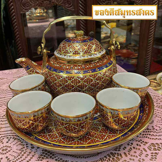 หนูเล็กเบญจรงค์ กาแป้น ลายพุ่มข้าวบิณฑ์ สีแดง หนูเล็กเบญจรงค์ กาแป้น ลายพุ่มข้าวบิณฑ์ สีแดง