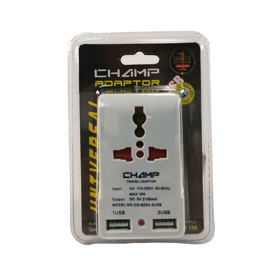 Champ ปลั๊ก 2 ทาง 2USB รุ่น CH-823A-2USB (CH 931B) Champ ปลั๊ก 2 ทาง 2USB รุ่น CH-823A-2USB (CH 931B)
