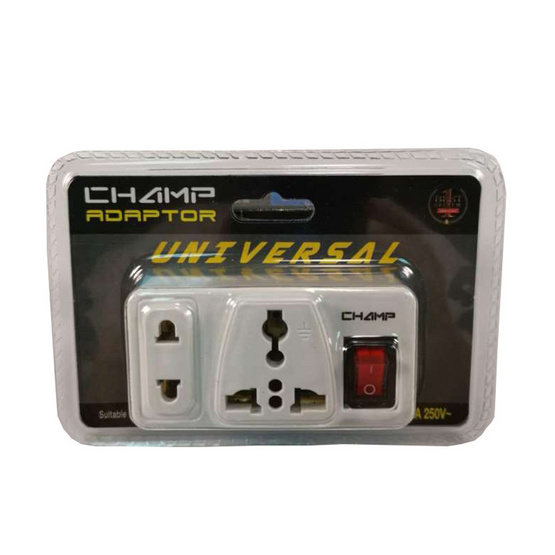 Champ ปลั๊ก 2 ทาง พร้อมสวิตซ์เปิด-ปิด รุ่น CH-609-A4 Champ ปลั๊ก 2 ทาง พร้อมสวิตซ์เปิด-ปิด รุ่น CH-609-A4