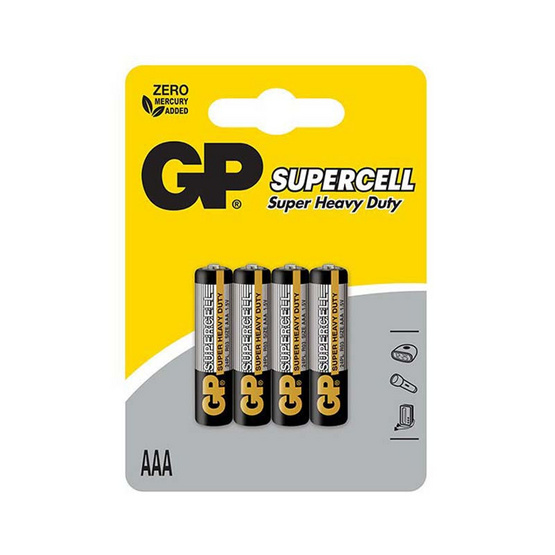 GP ถ่าน รุ่น Cabon Zinc Supercell AAA 4 ก้อน GP ถ่าน รุ่น Cabon Zinc Supercell AAA 4 ก้อน