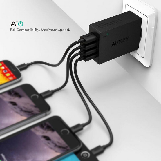 Aukey หัวชาร์จ 40W 4Port รุ่น U36 Aukey หัวชาร์จ 40W 4Port รุ่น U36