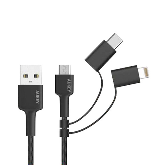 Aukey สายชาร์จ MFI 3in1 Type C Micro Lightning CB-BAL5 Aukey สายชาร์จ MFI 3in1 Type C Micro Lightning CB-BAL5