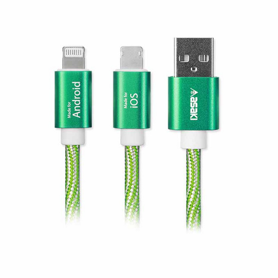 Asaki สายชาร์จ 2in1 Lightning&MicroUsb รุ่น A-2002 Asaki สายชาร์จ 2in1 Lightning&MicroUsb รุ่น A-2002