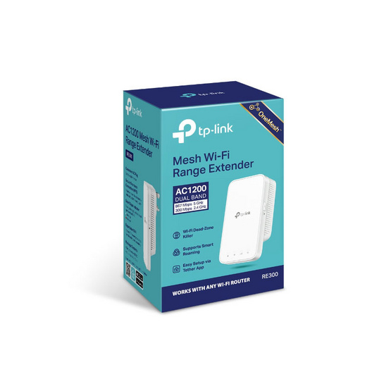 TP-Link อุปกรณ์ขยายสัญญาณ รุ่น RE300 AC1200 Dual Band Wireless Wall Plugged, Onemesh TP-Link อุปกรณ์ขยายสัญญาณ รุ่น RE300 AC1200 Dual Band Wireless Wall Plugged, Onemesh