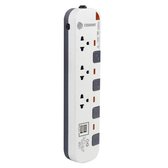 Toshino รางปลั๊ก มอก. 3 ช่อง ป้องกันไฟกระชาก สายยาว 5 เมตร P3375USB-5M Toshino รางปลั๊ก มอก. 3 ช่อง ป้องกันไฟกระชาก สายยาว 5 เมตร P3375USB-5M
