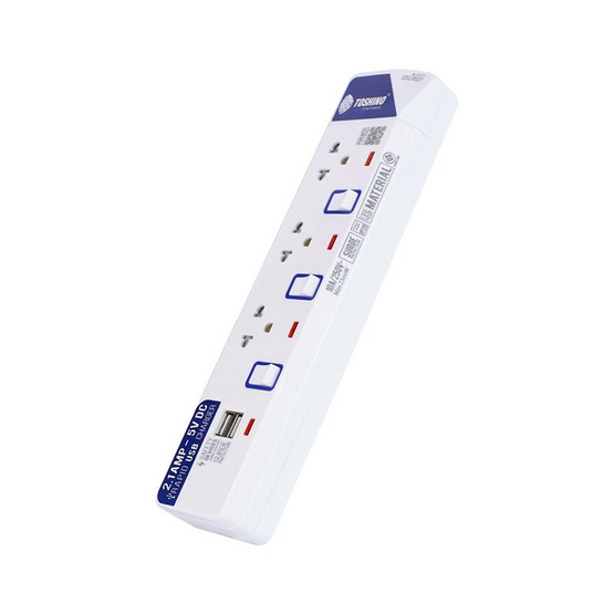 Toshino ปลั๊กไฟ 3 ช่อง 3 สวิตซ์ USB รุ่น ET-913USB-2 เมตร Toshino ปลั๊กไฟ 3 ช่อง 3 สวิตซ์ USB รุ่น ET-913USB-2 เมตร
