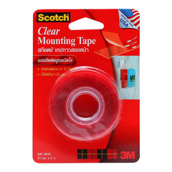 3M Scotch เทปกาวสองหน้า แรงยึดติดสูง ชนิดใส 21 มม. x 2 ม. 3M Scotch เทปกาวสองหน้า แรงยึดติดสูง ชนิดใส 21 มม. x 2 ม.