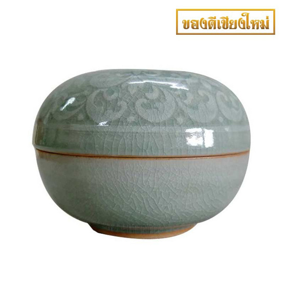 ตลับกลมใหญ่ศิลาดล แกะลายกนกสีขาวใต้เคลือบ เคลือบสี ตลับกลมใหญ่ศิลาดล แกะลายกนกสีขาวใต้เคลือบ เคลือบสี