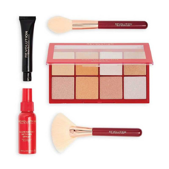 Makeup Revolution ไฮไลท์พาเลท Highlight & Glow Kit 20 กรัม + 15 มล. + 30 มล. Makeup Revolution ไฮไลท์พาเลท Highlight & Glow Kit 20 กรัม + 15 มล. + 30 มล.