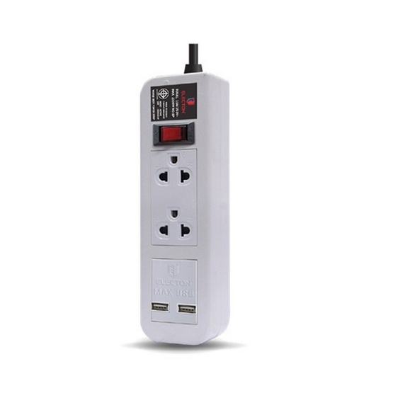 ELECTON สายพ่วง ปลั๊กไฟ คุณภาพ A มอก. 2 เต้า 1 สวิตช์ 2 เมตร 2USB 10A รุ่น EP-A202U2 ELECTON สายพ่วง ปลั๊กไฟ คุณภาพ A มอก. 2 เต้า 1 สวิตช์ 2 เมตร 2USB 10A รุ่น EP-A202U2