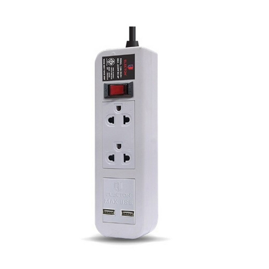 ELECTON สายพ่วง ปลั๊กไฟ คุณภาพ A มอก. 2 เต้า 1 สวิตช์ 5 เมตร 2USB 10A รุ่น EP-A205U2 ELECTON สายพ่วง ปลั๊กไฟ คุณภาพ A มอก. 2 เต้า 1 สวิตช์ 5 เมตร 2USB 10A รุ่น EP-A205U2