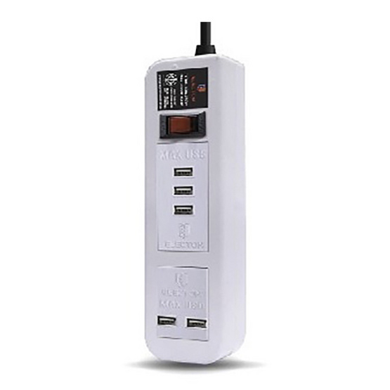 ELECTON สายพ่วง ปลั๊ก ULTRA FAST CHARGE USB X5 1 สวิตช์ 2 เมตร รุ่น EP-A02U5 ELECTON สายพ่วง ปลั๊ก ULTRA FAST CHARGE USB X5 1 สวิตช์ 2 เมตร รุ่น EP-A02U5