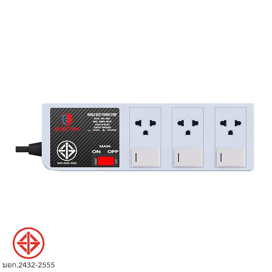 ELECTON สายพ่วง รางปลั๊กไฟคุณภาพสูงมอก. 3 เต้า 4 สวิตช์ 3 เมตร รุ่น EP9-3403 ELECTON สายพ่วง รางปลั๊กไฟคุณภาพสูงมอก. 3 เต้า 4 สวิตช์ 3 เมตร รุ่น EP9-3403