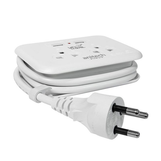 Anitech ปลั๊กไฟ มอก. แบบพกพา 2 ช่อง 2 USB รุ่น H9022 Anitech ปลั๊กไฟ มอก. แบบพกพา 2 ช่อง 2 USB รุ่น H9022