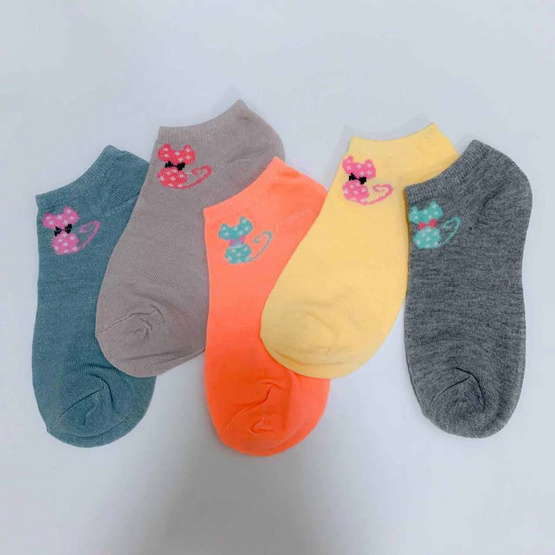 ถุงเท้าแฟชั่น CAT 5 สี 1 แพค มี 10 คู่ ถุงเท้าแฟชั่น CAT 5 สี 1 แพค มี 10 คู่