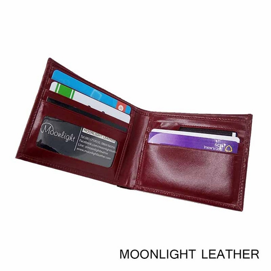 MOONLIGHT กระเป๋าสตางค์หนังวัวแท้ สำหรับผู้ชาย รุ่น Boss สีแดง MOONLIGHT กระเป๋าสตางค์หนังวัวแท้ สำหรับผู้ชาย รุ่น Boss สีแดง