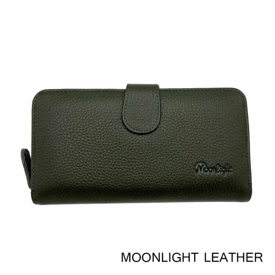 MOONLIGHT กระเป๋าสตางค์ผู้หญิง ใบยาว สีเขียวเข้ม หนังวัวแท้ ทนทาน โดนน้ำได้ ไม่ลอกร่อน MOONLIGHT กระเป๋าสตางค์ผู้หญิง ใบยาว สีเขียวเข้ม หนังวัวแท้ ทนทาน โดนน้ำได้ ไม่ลอกร่อน