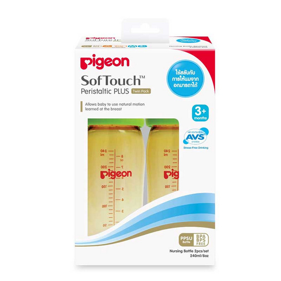 Pigeon ขวดนม PPSU 240 มล. จุกซอฟท์ทัช M Pigeon ขวดนม PPSU 240 มล. จุกซอฟท์ทัช M
