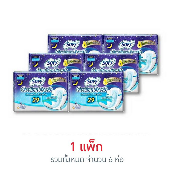 โซฟี คูลลิ่งเฟรชกลางคืนสลิมมีปีก 29ซม. (ห่อละ 5 ชิ้น) โซฟี คูลลิ่งเฟรชกลางคืนสลิมมีปีก 29ซม. (ห่อละ 5 ชิ้น)