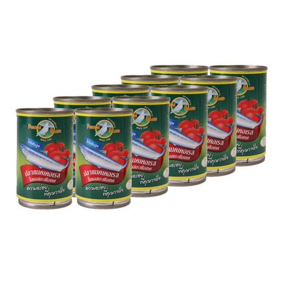 นกพิราบปลาแมคเคอเรลในซอสมะเขือเทศ 155 กรัม แพ็ก 10 นกพิราบปลาแมคเคอเรลในซอสมะเขือเทศ 155 กรัม แพ็ก 10