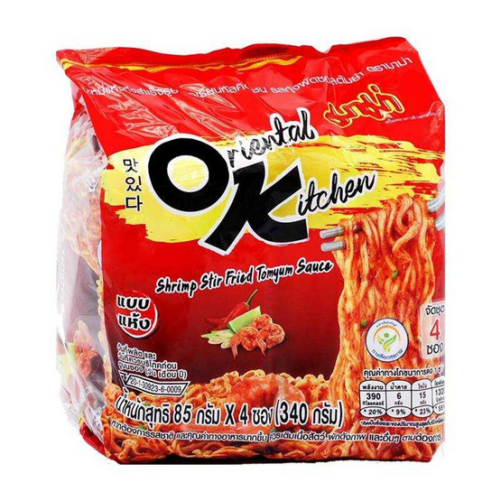 มาม่าออเรียนทัลคิตเชน รสกุ้งผัดซอสต้มยำ 85 กรัม (แพ็ก 4 ซอง) มาม่าออเรียนทัลคิตเชน รสกุ้งผัดซอสต้มยำ 85 กรัม (แพ็ก 4 ซอง)