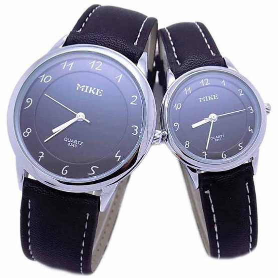 MIKE นาฬิกาคู่รัก สายหนัง สีดำ/เงิน รุ่น M-8243 MIKE นาฬิกาคู่รัก สายหนัง สีดำ/เงิน รุ่น M-8243