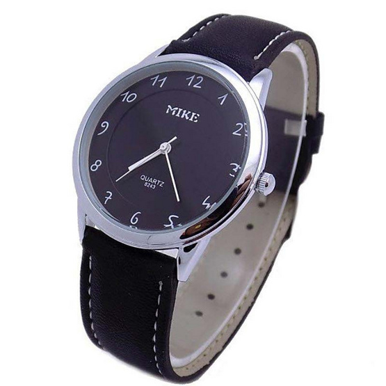 MIKE นาฬิกาคู่รัก สายหนัง สีดำ/เงิน รุ่น M-8243 MIKE นาฬิกาคู่รัก สายหนัง สีดำ/เงิน รุ่น M-8243