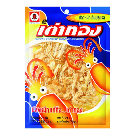 ปลาหมึกเส้น เต่าทอง 22 กรัม (แพ็ก 3 ชิ้น) ปลาหมึกเส้น เต่าทอง 22 กรัม (แพ็ก 3 ชิ้น)