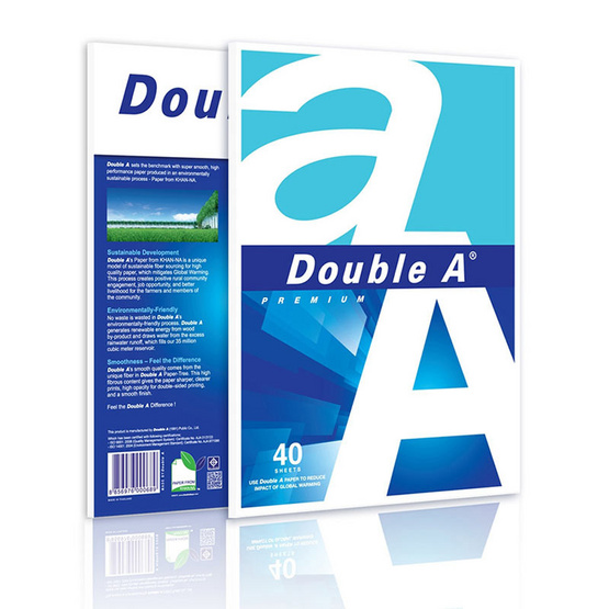 กระดาษถ่ายเอกสาร A4 80แกรม 40แผ่น DOUBLE A กระดาษถ่ายเอกสาร A4 80แกรม 40แผ่น DOUBLE A