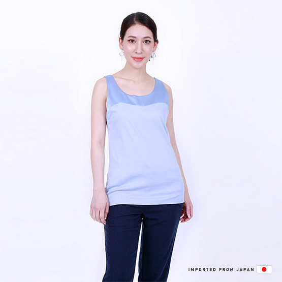 FABIA เสื้อแขนกุดตัดต่อผ้าเจอร์ซี่สีฟ้าอ่อน FABIA เสื้อแขนกุดตัดต่อผ้าเจอร์ซี่สีฟ้าอ่อน