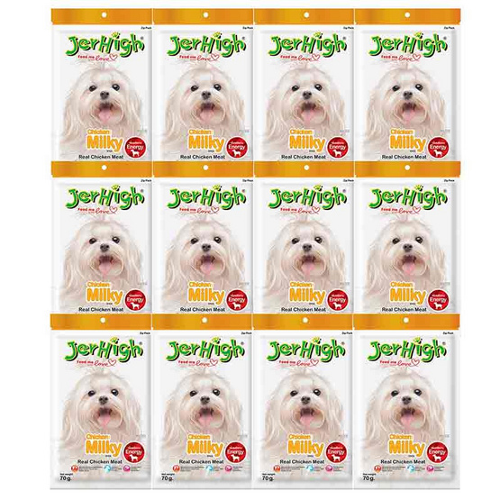 ขนมสุนัขเจอร์ไฮ สติ๊ก มิลกี้ 70 กรัม (1แพ็ก 12 ชิ้น) ขนมสุนัขเจอร์ไฮ สติ๊ก มิลกี้ 70 กรัม (1แพ็ก 12 ชิ้น)