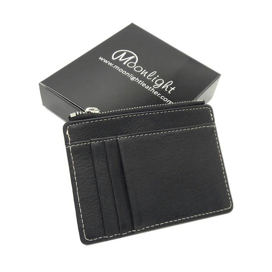 Moonlight AC027BKO กระเป๋าใส่เหรียญ ใส่บัตรหนังแท้ รุ่น Pure สีดำ Moonlight AC027BKO กระเป๋าใส่เหรียญ ใส่บัตรหนังแท้ รุ่น Pure สีดำ