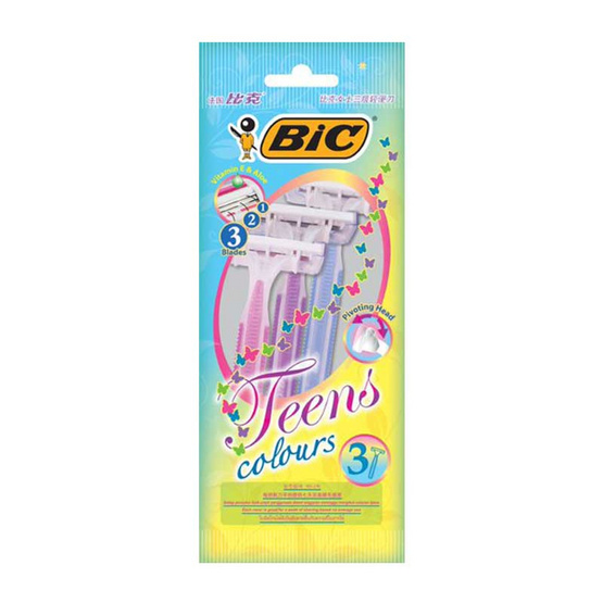 BIC มีดโกน แบบ 3 ใบมีด 3 ด้าม ทีนส์ คัลเลอร์ส BIC มีดโกน แบบ 3 ใบมีด 3 ด้าม ทีนส์ คัลเลอร์ส