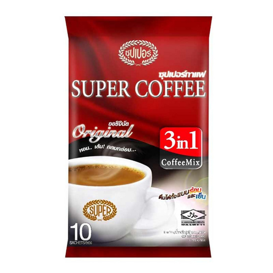 ซุปเปอร์กาแฟ 3in1 ออริจินัล ถุง 10 ซอง (6 ถุง) ซุปเปอร์กาแฟ 3in1 ออริจินัล ถุง 10 ซอง (6 ถุง)