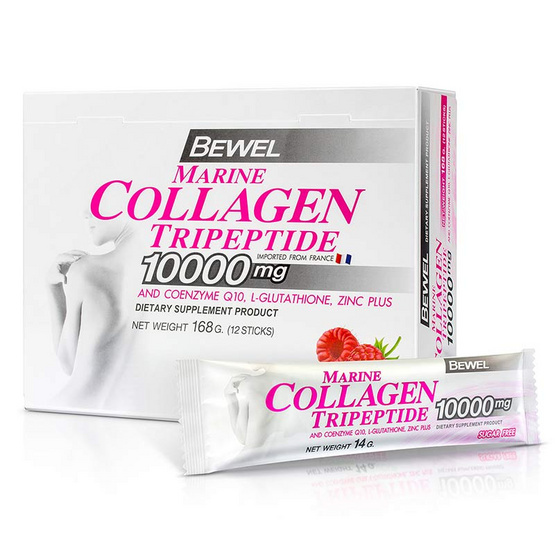 BEWEL Marine collagen Tripeptide 10000 mg (บีเวล มารีน คอลลาเจน ไตรเปปไทด์ 10,000 มก.) บรรจุ 12 ซอง BEWEL Marine collagen Tripeptide 10000 mg (บีเวล มารีน คอลลาเจน ไตรเปปไทด์ 10,000 มก.) บรรจุ 12 ซอง
