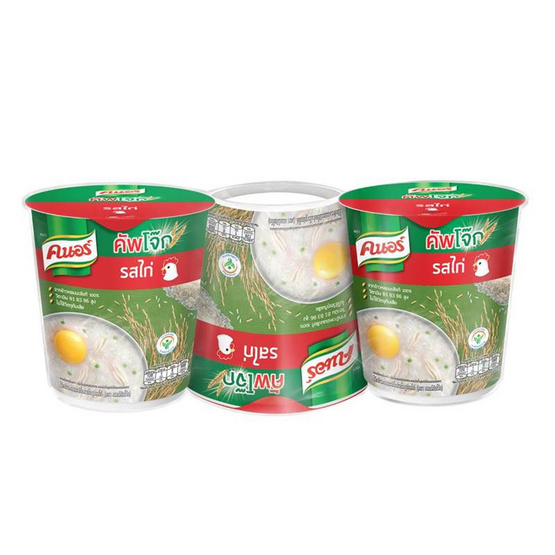 คนอร์คัพโจ๊ก รสไก่ 35 กรัม แพ็ก 3 ถ้วย คนอร์คัพโจ๊ก รสไก่ 35 กรัม แพ็ก 3 ถ้วย
