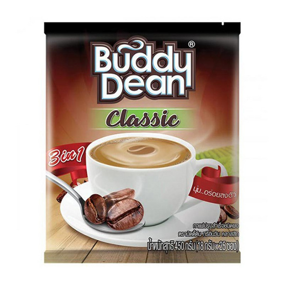 บัดดี้ดีน กาแฟ 3in1 คลาสิกแพ็ก 25 ซอง 450 กรัม บัดดี้ดีน กาแฟ 3in1 คลาสิกแพ็ก 25 ซอง 450 กรัม