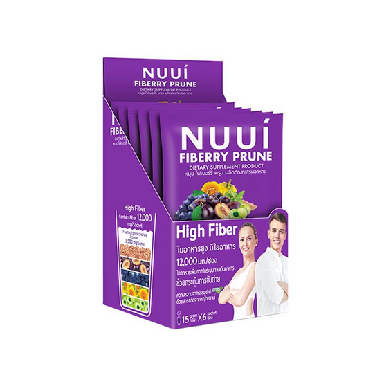 Nuui หนุย ไฟเบอร์รี่พรุน 15 กรัม บรรจุ 6 ซอง Nuui หนุย ไฟเบอร์รี่พรุน 15 กรัม บรรจุ 6 ซอง