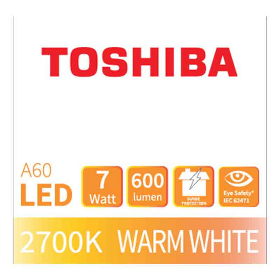 TOSHIBA หลอด LED Bulb G7 7W วอร์มไวท์ E27 TOSHIBA หลอด LED Bulb G7 7W วอร์มไวท์ E27