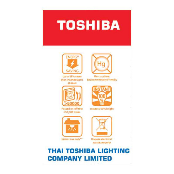 TOSHIBA หลอด LED Bulb G7 7W วอร์มไวท์ E27 TOSHIBA หลอด LED Bulb G7 7W วอร์มไวท์ E27