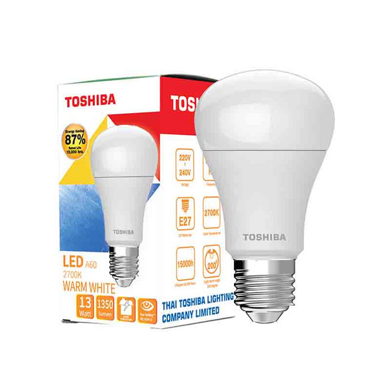 TOSHIBA หลอด LED Bulb G7 13W วอร์มไวท์ E27 TOSHIBA หลอด LED Bulb G7 13W วอร์มไวท์ E27